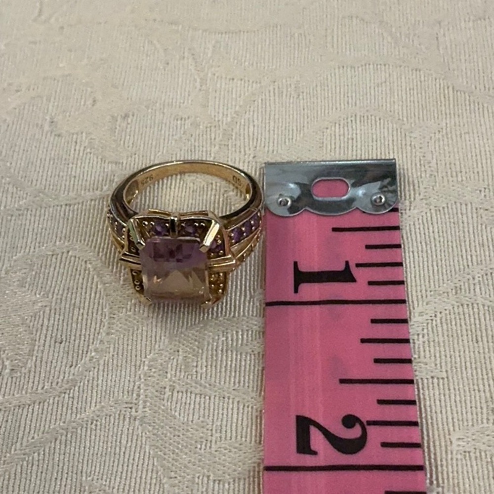Ametrine vintage ring size 7.75-8? sterling silver w/ gold layer over 925 Estate - Picture 9 of 14